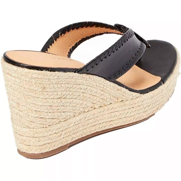 New In Box  Jack Rogers Rowan Platform Espadrille Leather Wedge Sandal in Black - Picture 2 of 6
